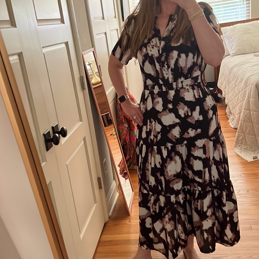 NIC+ZOE SPRING SHADOW DAYDREAM DRESS medium maxi tiered